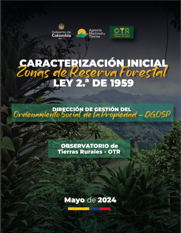 Esta imagen muestra la portada del documento de caracterización de las zonas de reserva forestal de Ley 2 de 1959